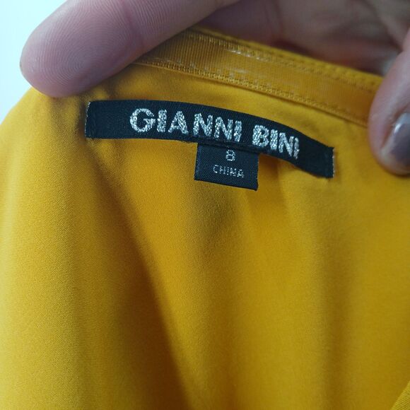 Gianni Bini Asymmetrical Dress Womens 8 Yellow Cocktail Aesthetic - Picture 6 of 7